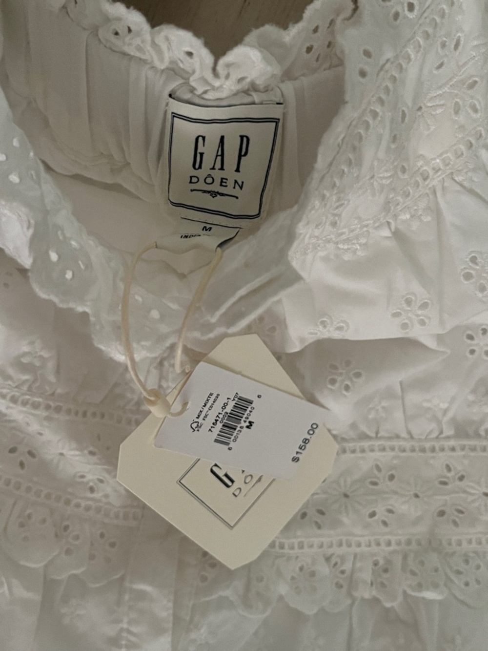NWT Doen x GAP White Eyelet Tiered Maxi Dress with Lace Straps size medium - Picture 3 of 4